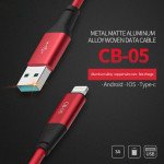 Wholesale Micro V8V9 3A Fast Charge Metal Nylon Woven Aluminum USB Cable 3ft (Red)